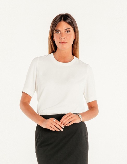 Blouse fluide blanche manches courtes PER-KB-WBL03P11-020-40