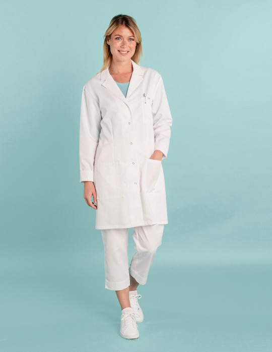 Blouse blanche m&eacute;dicale femme manches longues PER-KC-WBL03