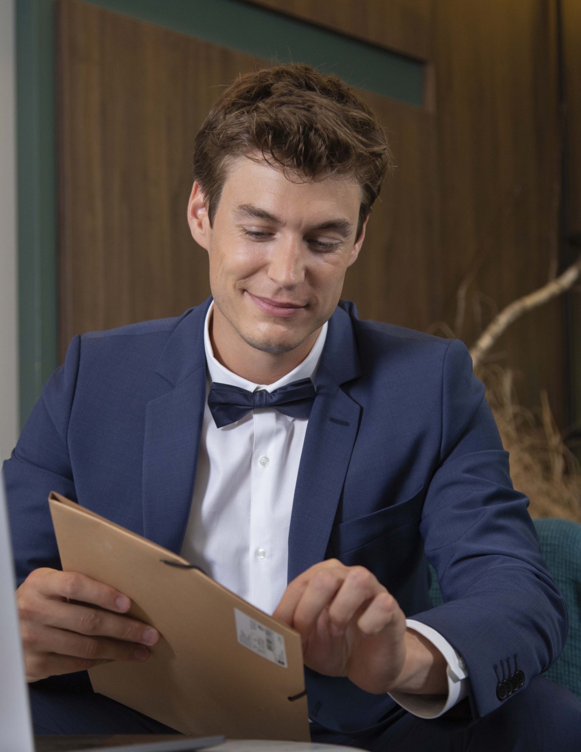 Veste regular fit laine polyester bleu moyen