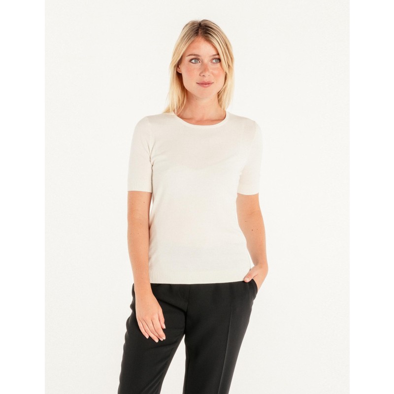 KonJim Pull Tricoté Manches Courtes Femme - Col Rond Coupe Ample Léger Été Bureau Plage