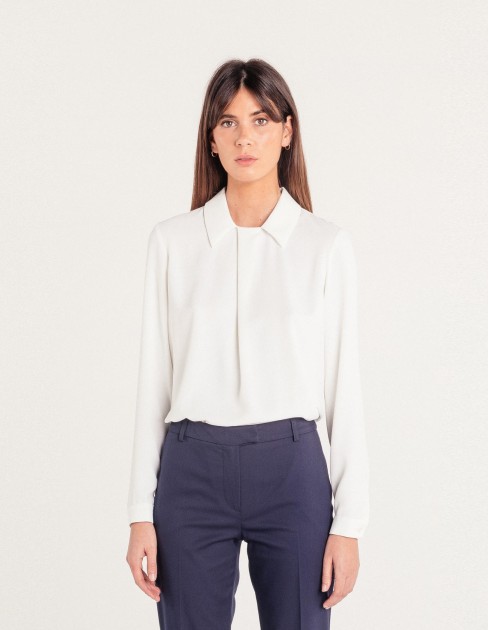 Blouse fluide blanche manches longues PER-KB-WBL02P11-020-34