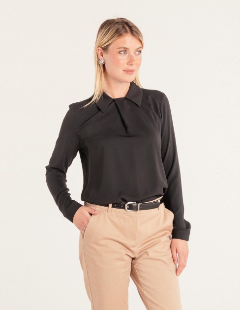 Blouse fluide noire manches longues PER-KB-WBL02P11-380-34