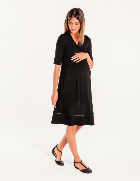 Robe noire maternité PER-KB-WDR05J1-380-XS