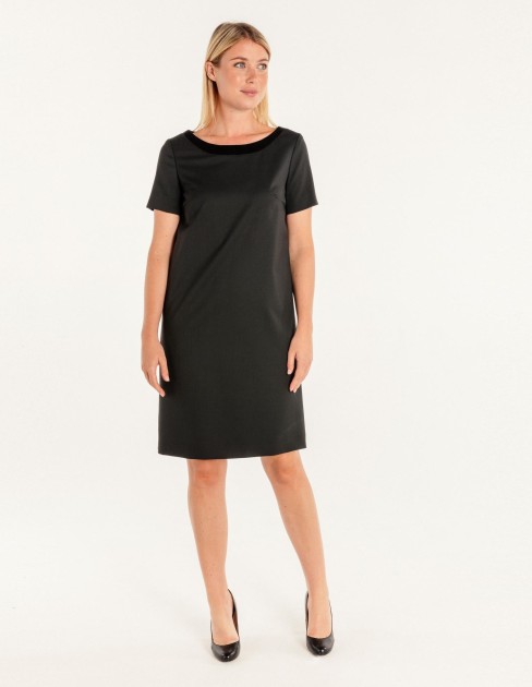 Robe droite noire col rond PER-KB-WDR06PV1-380-34