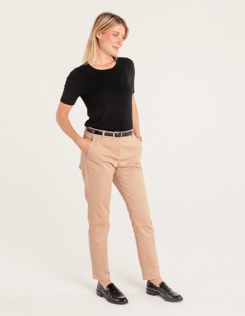 Pantalon chino beige Femme PER-KB-WPA07C8-030-34