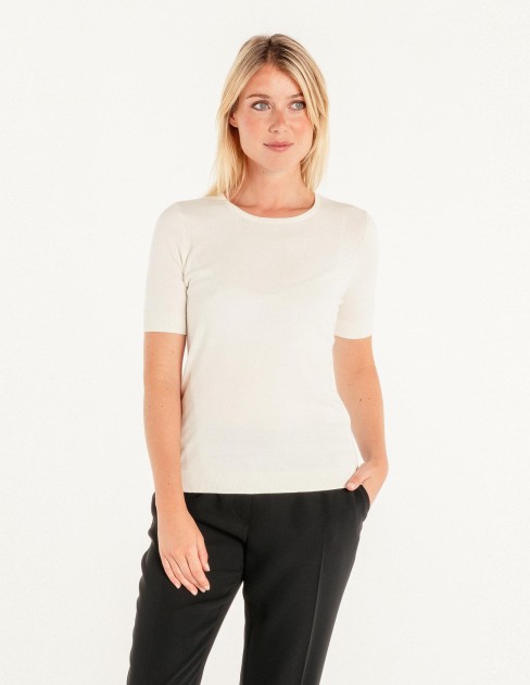 Pull manches courtes écru PER-KB-WPU06M6-020-XS