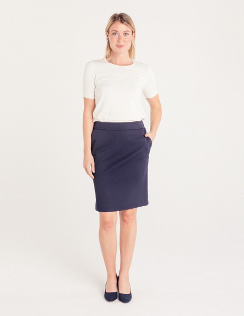 Jupe crayon marine poches tailleur PER-KB-WSK02PV1-076-34