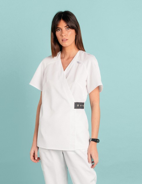 Blouse femme cache cœur blanc PER-KC-WBL01P3-010-XS