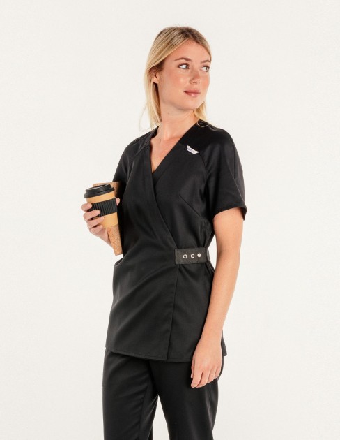 Blouse femme cache cœur noire PER-KC-WBL01P3-380-XS