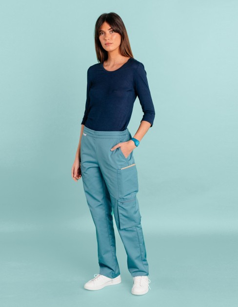 Pantalon cargo femme médical & spa bleu canard PER-KC-WPA03C1-06E-XS