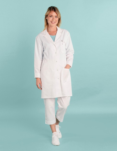 Blouse blanche médicale femme manches longues PER-KC-WBL03
