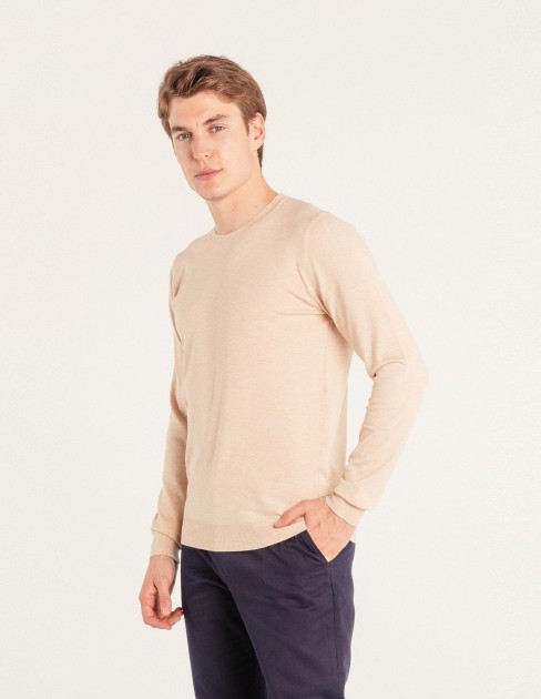 Pull col rond beige CAP-KB-MPU12M7-030-S