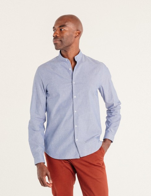 Chemise chambray col mao CAP-KB-MSH18C1-0CY-37