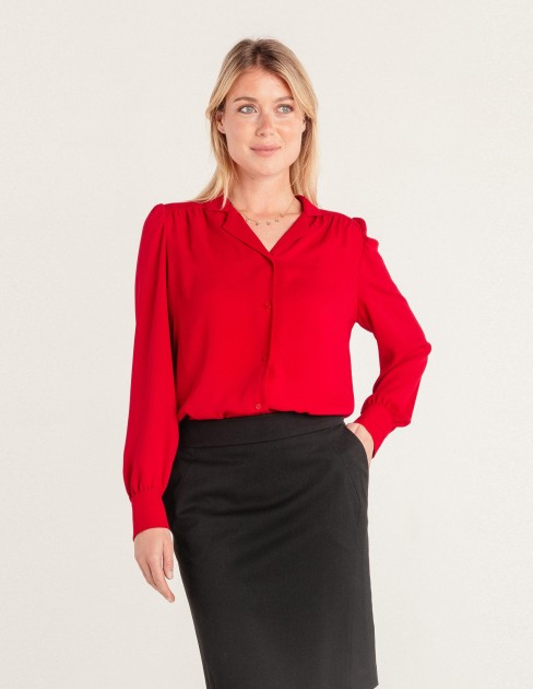 Chemisier fluide framboise CAP-KB-WBL06P2-278-34