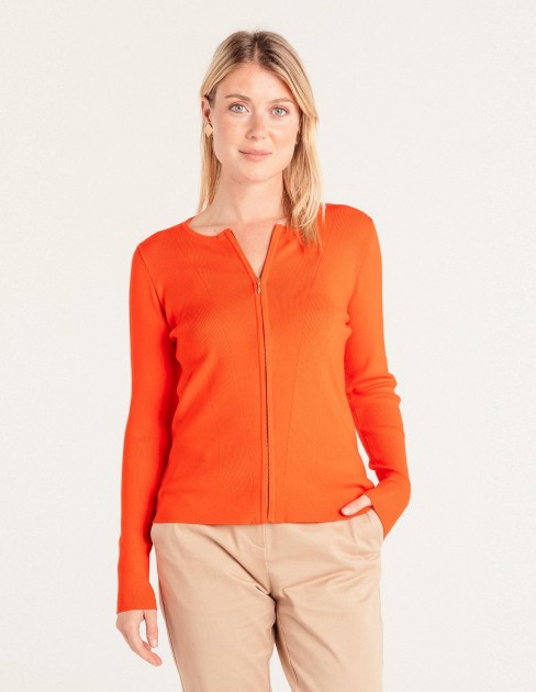 Cardigan corail zippé col rond CAP-KB-WCA07M7-216-XS