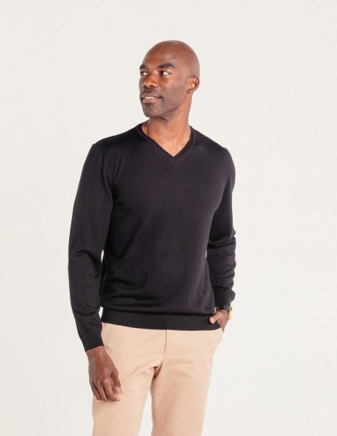 Pull noir col V PER-KB-MPU14M4-380-S